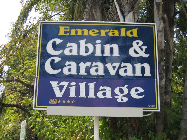 Emerald Cabin & Caravan Village - Emerald: Emerald Cabin and Caravan Village welcome sign