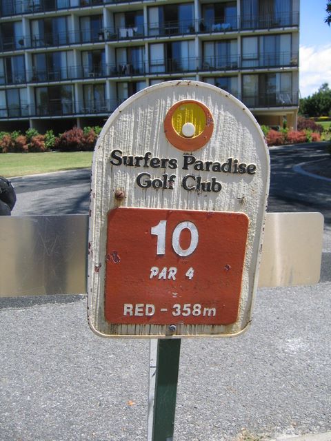 Surfer's Paradise Golf Club - Gold Coast: Surfer's Paradise Golf Course: Hole 10, Par 4 - 358 meters off red market