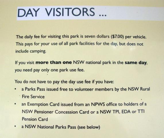Boundry Creek Falls - Gibraltar Range National Park: Day Visitors need to pay and these are the fees.