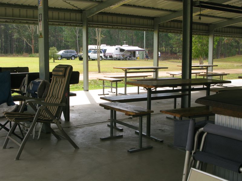 Standown Park - Goomboorian: View of powered sites through the dining area.