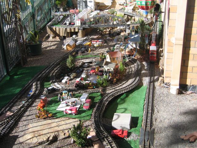 Governors Hill Carapark - Goulburn: Model train display next to office