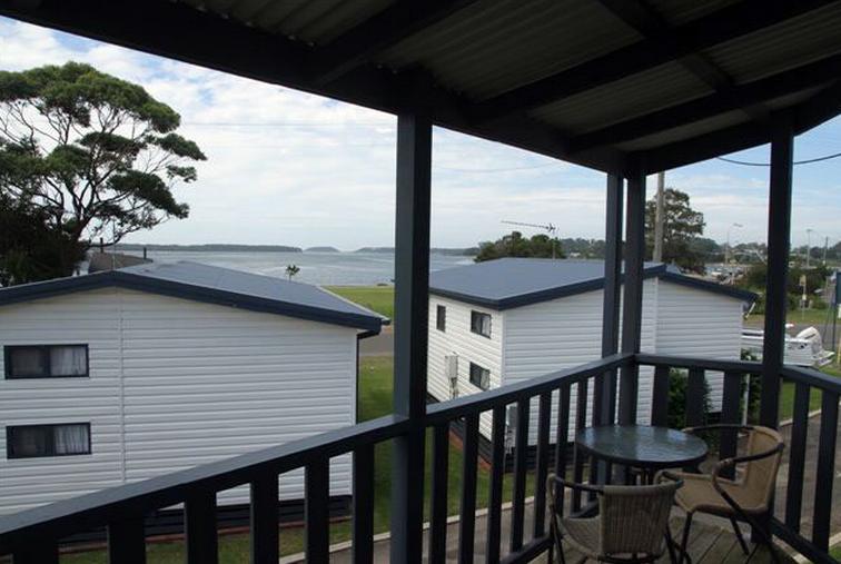 Anglers Rest Riverside Caravan Park - Greenwell Point: View from the deck of Standard Cabin 6