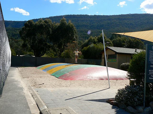 Parkgate Resort 2009 by Russell Barter - Halls Gap: Jumping pillow for big kids and small kids