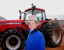 Tessa Wake with farm tractor