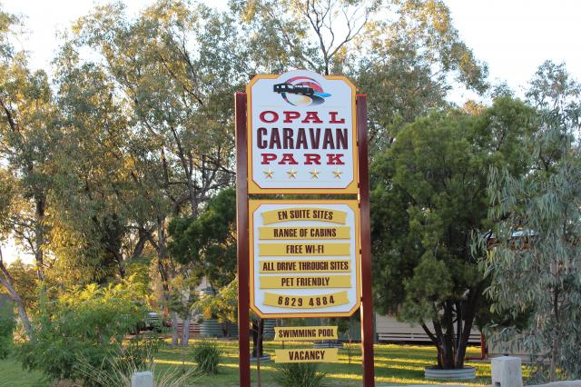 Opal Caravan Park - Lightning Ridge: Entry Sign showing Amenties