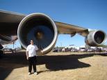 Longreach Tourist Park - Longreach: My husband is 6 foot 4 and see how big the 747 engins are!
