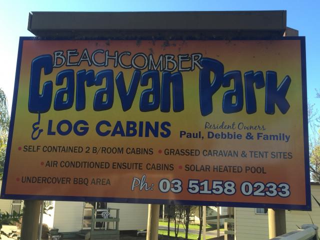 Beachcomber Caravan Park & Log Cabins - Mallacoota: Welcome sign