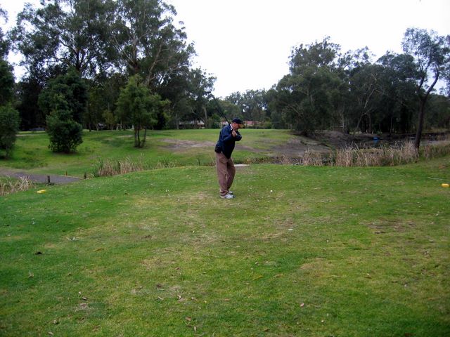 Muree Golf Club - Raymond Terrace: Fairway view Hole 5 with water in foreground