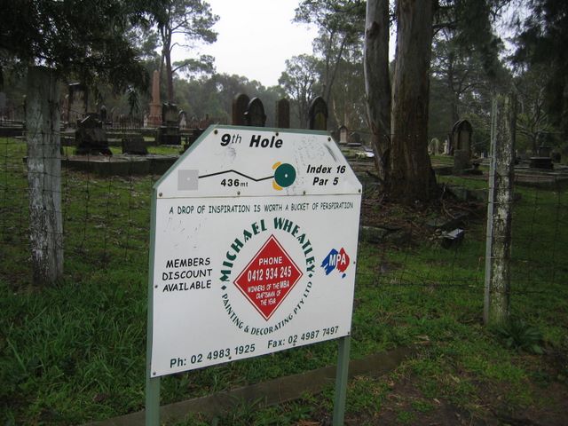 Muree Golf Club - Raymond Terrace: Hole 9: Par 5, 436 metres.  Sponsored by Michael Wheatley painting and decorating.