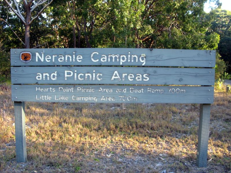 Little Lake (Neranie) Campground - Myall Lakes National Park: Welcome sign