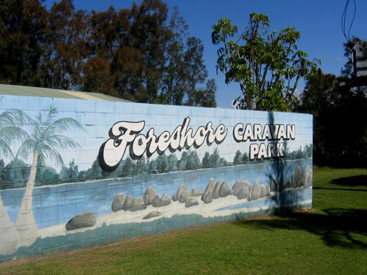 Foreshore Caravan Park - Nambucca Heads: Foreshore Caravan Park welcome sign.