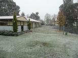 Jenolan Caravan Park - Oberon:  a smattering of snow in June 2012 showing the camp kitchen