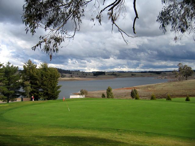 Oberon Golf Course - Oberon: Green on Hole 8 with Lake Oberon in the background - stunning view don't you agree