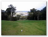 Oberon Golf Course - Oberon: Fairway view Hole 3 - you literally hit off into space with a considerable drop down to the green