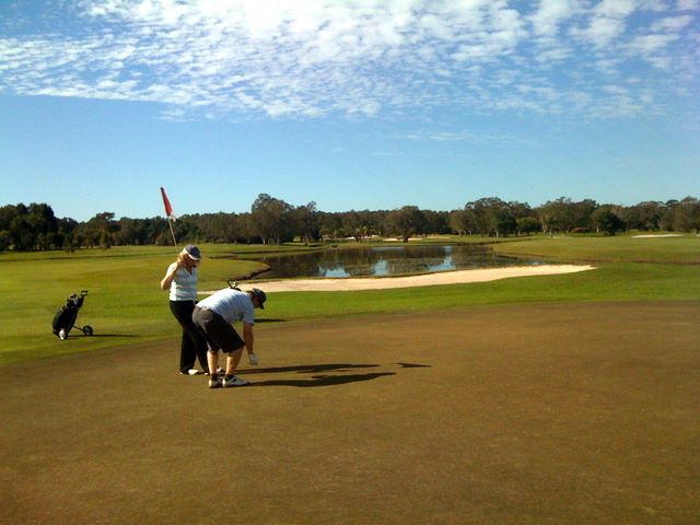 Ocean Shores Country Club Golf Course - Ocean Shores: Green on Hole 4 looking back along the fairway.