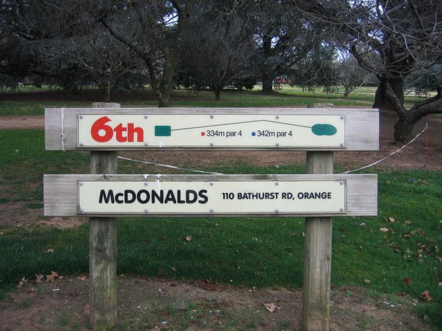 Duntryleague Golf Course - Orange: Hole 6: Par 4, 342 metres.  Sponsored by McDonalds 110 Bathurst Road, Orange