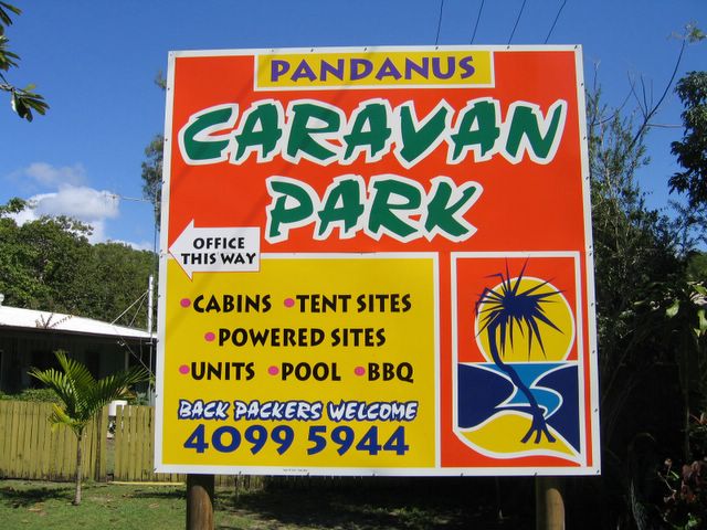 Pandanus Caravan Park - Port Douglas: Pandanus Caravan Park welcome sign