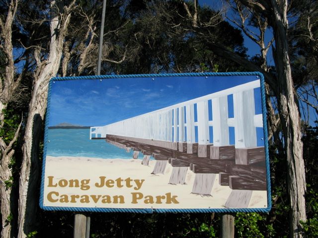 Long Jetty Caravan Park - Port Welshpool: Long Jetty Caravan Park welcome sign