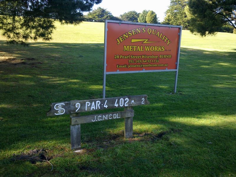 Seabrook Golf Club Inc. - Wynyard: Hole 9 Par 4, 402 metres.  Sponsored by Jensen's Quality Metal Works.