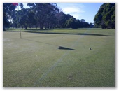 Seabrook Golf Club Inc. - Wynyard: Green on Hole 4 looking back along the fairway.