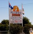 Pelican Rest Tourist Park - St George: No rig too big. Welcome sign. Photo by Alan Mitchell.