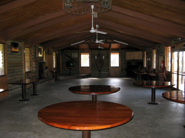Pental Island Caravan Park - Swan Hill: Interior of dining hall with fireplace on the left