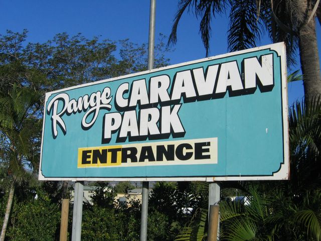 Range Caravan Park - Townsville: Range Caravan Park welcome sign