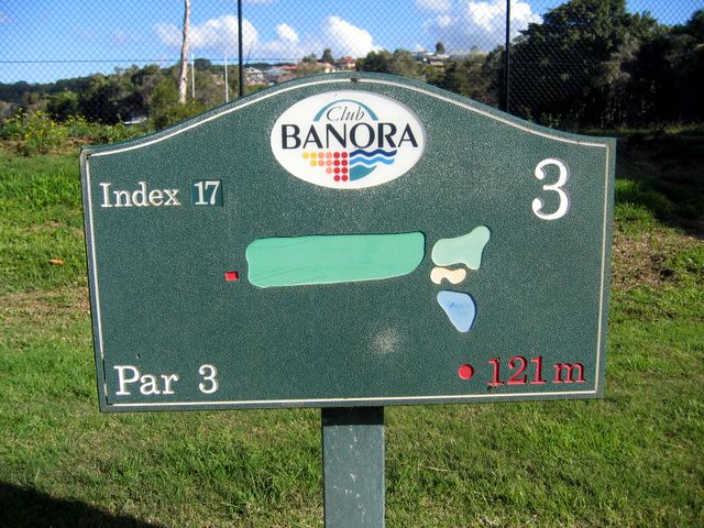 Twin Towns Golf Course - Banora Point: Layout Hole 3 - Par 3, 121 meters off the red markers