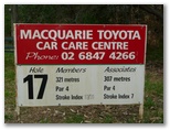 Warren Golf Course - Warren: Hole 17 Par 4, 321 metres.  Hole 17 is sponsored by Macquarie Toyota Car Care Centre.