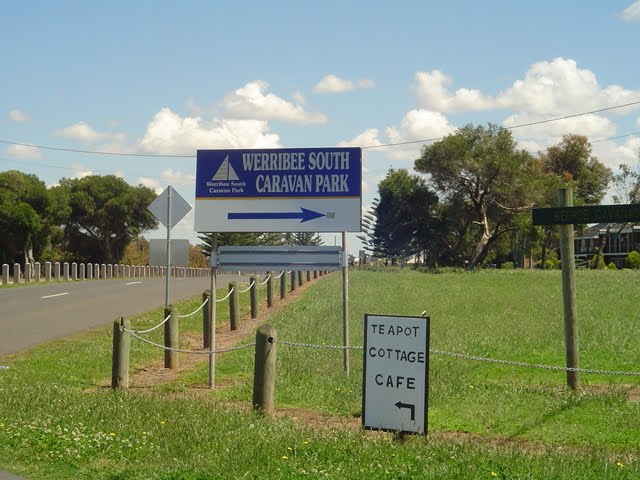 Werribee South Caravan Park by Neville Williams - Werribee South: Road Entrance Sign